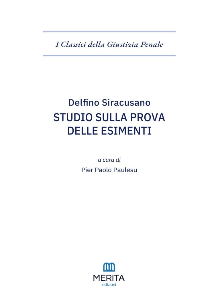 Copertina del libro Studio sulla prova delle esimenti di Delfino Siracusano